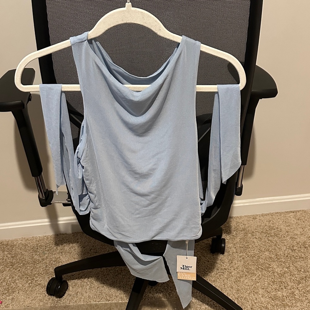Tiger Mist Sky Blue Drape Top